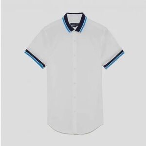 Zara Man men’s short sleeve button up with blue trim